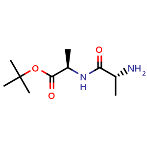 Chemical structure of tert-Butyl (2R)-2-[[(2R)-2-aminopropanoyl]amino]propanoate , CAS 58177-82-5, AChemBlock AD277458