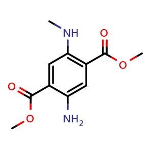 Chemical structure of Dimethyl 2-amino-5-(methylamino)benzene-1,4-dicarboxylate , CAS 2789706-04-1, AChemBlock AD277459