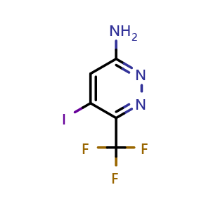 Chemical structure of 5-Iodo-6-(trifluoromethyl)pyridazin-3-amine , CAS 2839748-56-8, AChemBlock AD277460
