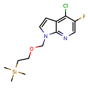 Chemical structure of2-[(4-Chloro-5-fluoro-pyrrolo[2,3-b]pyridin-1-yl)methoxy]ethyl-trimethyl-silane, CAS 2101303-12-0, AChemBlock AD277466