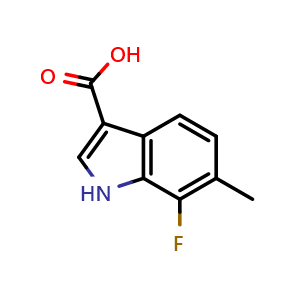 Chemical structure of 7-Fluoro-6-methyl-1H-indole-3-carboxylic acid , CAS 1360959-98-3, AChemBlock AD277470