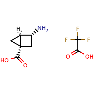 Chemical structure of endo-3-aminobicyclo[2.1.0]pentane-1-carboxylic acid 2,2,2-trifluoroacetic acid , CAS 2247107-13-5, AChemBlock AD277478