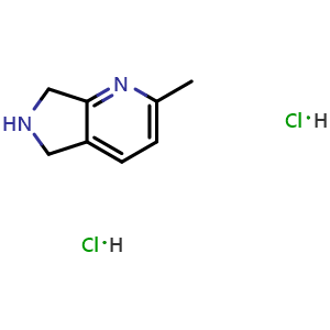 Chemical structure of 2-Methyl-6,7-dihydro-5H-pyrrolo[3,4-b]pyridine dihydrochloride , CAS 2305079-41-6, AChemBlock AD277492