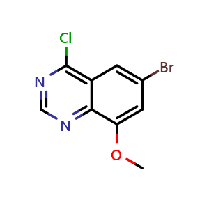 Chemical structure of 6-Bromo-4-chloro-8-methoxy-quinazoline , CAS 1700636-78-7, AChemBlock AD277493