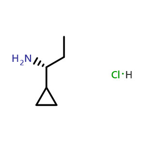 Chemical structure of (1R)-1-cyclopropylpropan-1-amine hydrochloride , CAS 677742-41-5, AChemBlock AD277496