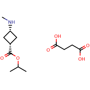 Chemical structure of isopropyl cis-3-(methylamino)cyclobutanecarboxylate succinic acid , CAS 2407868-80-6, AChemBlock AD277498
