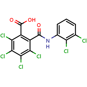 Chemical structure of 2,3,4,5-Tetrachloro-6-((2,3-dichlorophenyl)carbamoyl)benzoic acid , CAS 76280-91-6, AChemBlock AD277503