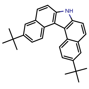 Chemical structure of 3,11-Di-tert-butyl-7H-dibenzo[c,g]carbazole , CAS 2770418-74-9, AChemBlock AD277505