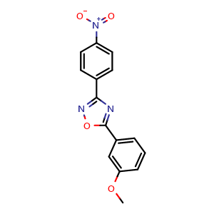 Chemical structure of 5-(3-methoxyphenyl)-3-(4-nitrophenyl)-1,2,4-oxadiazole , CAS 331989-55-0, AChemBlock AD277521