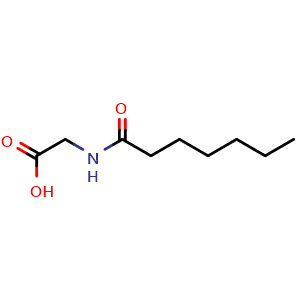 Chemical structure of N-Heptanoylglycine , CAS 23783-23-5, AChemBlock AD277537