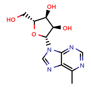 Chemical structure of 6-Methylpurine riboside , CAS 14675-48-0, AChemBlock AD277540