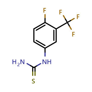 Chemical structure of [4-fluoro-3-(trifluoromethyl)phenyl]thiourea , CAS 128143-17-9, AChemBlock AD277545