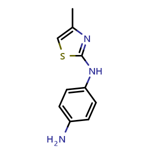 Chemical structure of 1-N-(4-Methyl-1,3-thiazol-2-yl)benzene-1,4-diamine , CAS 1745-19-3, AChemBlock AD277546