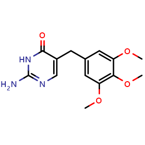 Chemical structure of 2-amino-5-(3,4,5-trimethoxybenzyl)pyrimidin-4(3H)-one , CAS 92440-76-1, AChemBlock AD277556