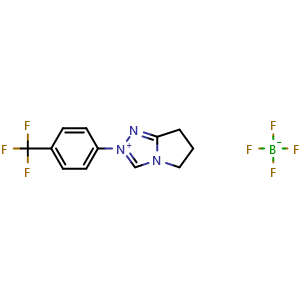 Chemical structure of 2-(4-(Trifluoromethyl)phenyl)-6,7-dihydro-5H-pyrrolo[2,1-c][1,2,4]triazol-2-ium tetrafluoroborate , CAS 2173054-52-7, AChemBlock AD277561