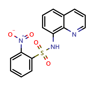 Chemical structure of 2-Nitro-N-(quinolin-8-yl)benzenesulfonamide , CAS 21868-77-9, AChemBlock AD277562