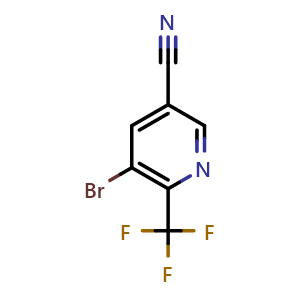 Chemical structure of 5-Bromo-6-(trifluoromethyl)pyridine-3-carbonitrile , CAS 1245915-01-8, AChemBlock AD277572