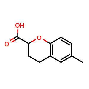 Chemical structure of 6-Methylchromane-2-carboxylic acid , CAS 72914-12-6, AChemBlock AD277584