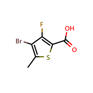Chemical structure of 4-Bromo-3-fluoro-5-methylthiophene-2-carboxylic acid , CAS 2654784-67-3, AChemBlock AD277586