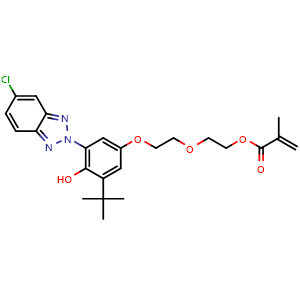 Chemical structure of 2-(2-(3-(tert-Butyl)-5-(5-chloro-2H-benzo[d][1,2,3]triazol-2-yl)-4-hydroxyphenoxy)ethoxy)ethyl methacrylate , CAS 3002054-20-5, AChemBlock AD277600
