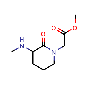 Chemical structure of Methyl 3-(methylamino)-2-oxo-1-piperidineacetate , CAS 1339574-13-8, AChemBlock AD277609