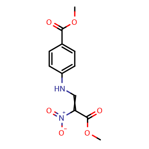 Chemical structure of Methyl 4-[(3-methoxy-2-nitro-3-oxo-1-propen-1-yl)amino]benzoate , CAS 2878469-21-5, AChemBlock AD277616