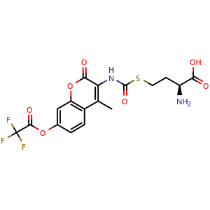 Chemical structure of L-Methionine 7-amido-4-methylcoumarin (trifluoroacetate) , CAS 94367-35-8, AChemBlock AD277621