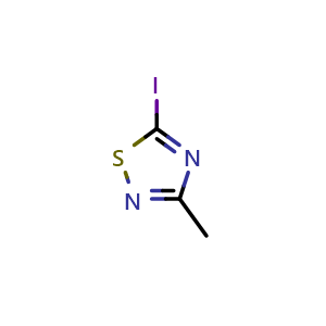 Chemical structure of 5-Iodo-3-methyl-1,2,4-thiadiazole , CAS 98026-50-7, AChemBlock AD277622