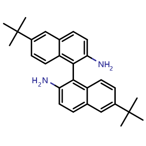 Chemical structure of 6,6'-Di-tert-butyl-[1,1'-binaphthalene]-2,2'-diamine , CAS 1155867-75-6, AChemBlock AD277624