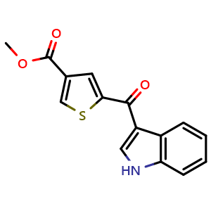 Chemical structure of Methyl 5-(1H-indole-3-carbonyl)thiophene-3-carboxylate , CAS 2231344-31-1, AChemBlock AD277627