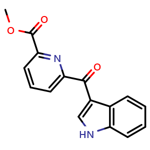 Chemical structure of Methyl 6-(1H-indole-3-carbonyl)picolinate , CAS 2231344-32-2, AChemBlock AD277631