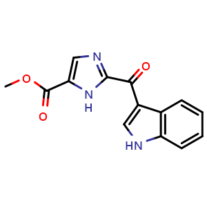 Chemical structure of Methyl 2-(1H-indole-3-carbonyl)-1H-imidazole-5-carboxylate , CAS 2231344-39-9, AChemBlock AD277651