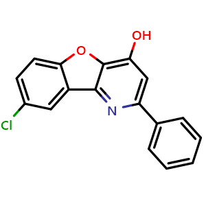 Chemical structure of 8-Chloro-2-phenylbenzofuro[3,2-b]pyridin-4-ol , CAS 1421603-91-9, AChemBlock AD277655