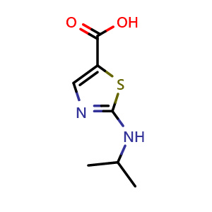 Chemical structure of 2-(Isopropylamino)thiazole-5-carboxylic acid , CAS 1510570-77-0, AChemBlock AD277667