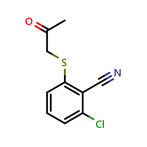 Chemical structure of 2-Chloro-6-((2-oxopropyl)thio)benzonitrile , CAS 74617-09-7, AChemBlock AD277668