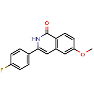 Chemical structure of 3-(4-Fluorophenyl)-6-methoxyisoquinolin-1(2H)-one , CAS 1409950-55-5, AChemBlock AD277675