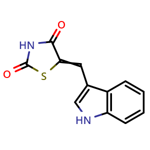 Chemical structure of 5-((1H-Indol-3-yl)methylene)thiazolidine-2,4-dione , CAS 188713-12-4, AChemBlock AD277676