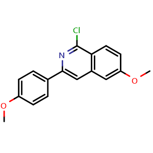 Chemical structure of 1-Chloro-6-methoxy-3-(4-methoxyphenyl)isoquinoline , CAS 223553-42-2, AChemBlock AD277678