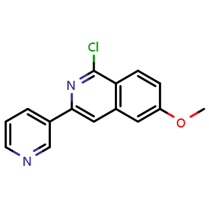 Chemical structure of 1-Chloro-6-methoxy-3-(pyridin-3-yl)isoquinoline , CAS 630423-70-0, AChemBlock AD277680