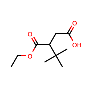 Chemical structure of 3-(Ethoxycarbonyl)-4,4-dimethylpentanoic acid , CAS 143167-23-1, AChemBlock AD277685