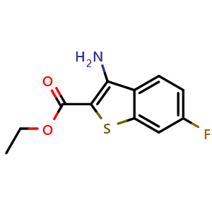 Chemical structure of Ethyl 3-amino-6-fluorobenzo[b]thiophene-2-carboxylate , CAS 1599486-52-8, AChemBlock AD277687