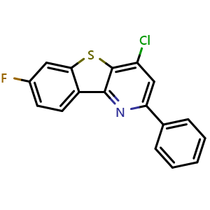 Chemical structure of 4-Chloro-7-fluoro-2-phenylbenzo[4,5]thieno[3,2-b]pyridine , CAS 1421604-82-1, AChemBlock AD277689