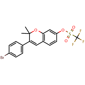Chemical structure of 3-(4-Bromophenyl)-2,2-dimethyl-2H-chromen-7-yl trifluoromethanesulfonate , CAS 1831137-34-8, AChemBlock AD277690