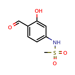 Chemical structure of N-(4-Formyl-3-hydroxyphenyl)methanesulfonamide , CAS 62119-75-9, AChemBlock AD277694