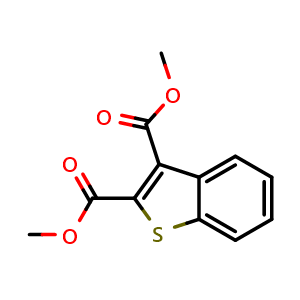 Chemical structure of Dimethyl benzo[b]thiophene-2,3-dicarboxylate , CAS 41892-84-6, AChemBlock AD277696