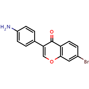 Chemical structure of 3-(4-Aminophenyl)-7-bromo-4H-chromen-4-one , CAS 1428364-43-5, AChemBlock AD277713