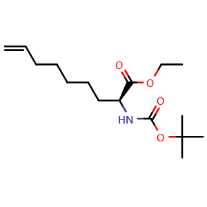Chemical structure of Ethyl (S)-2-((tert-butoxycarbonyl)amino)non-8-enoate , CAS 881683-81-4, AChemBlock AD277718