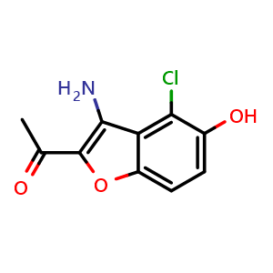 Chemical structure of 1-(3-Amino-4-chloro-5-hydroxybenzofuran-2-yl)ethan-1-one , CAS 1421604-11-6, AChemBlock AD277724