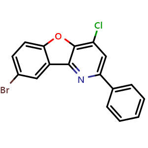Chemical structure of 8-Bromo-4-chloro-2-phenylbenzofuro[3,2-b]pyridine , CAS 1421604-00-3, AChemBlock AD277728