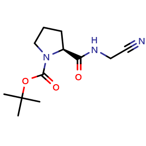 Chemical structure of tert-Butyl (S)-2-((cyanomethyl)carbamoyl)pyrrolidine-1-carboxylate , CAS 872217-01-1, AChemBlock AD277732